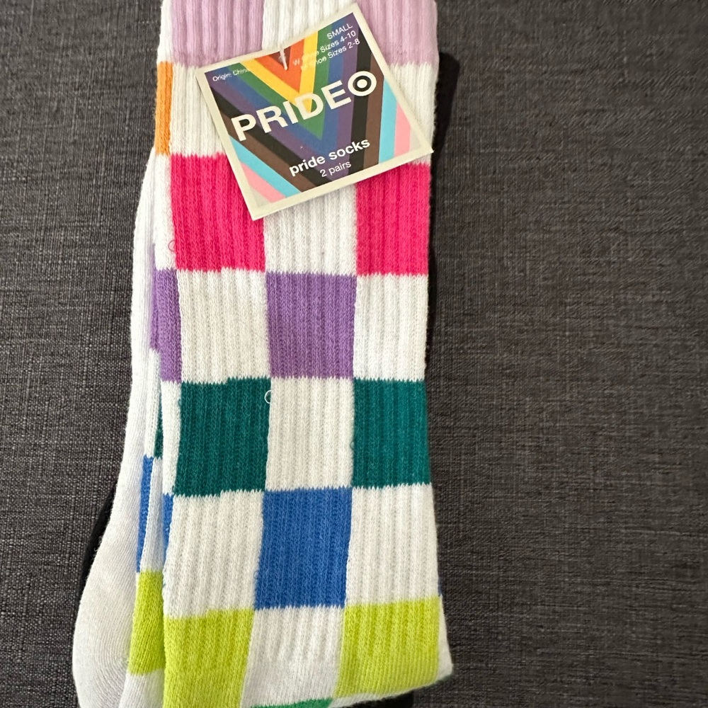 Target Pride Skate Socks. LGBTQ+. Checkerboard. Pride is Power. Queer. Color NWT